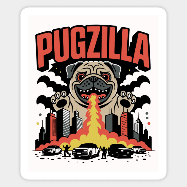 Pugzilla Sticker by CreativeSage